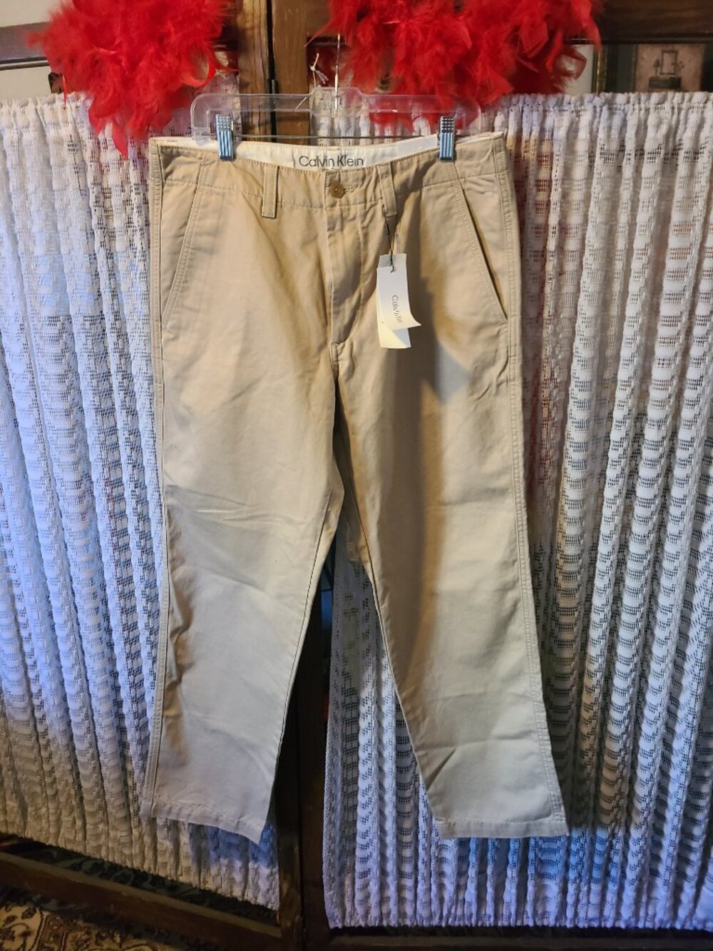 Calvin Klein Khaki Utility Chino Pants SZ 33"W 30" L NWT $89. Reg Fit Straight